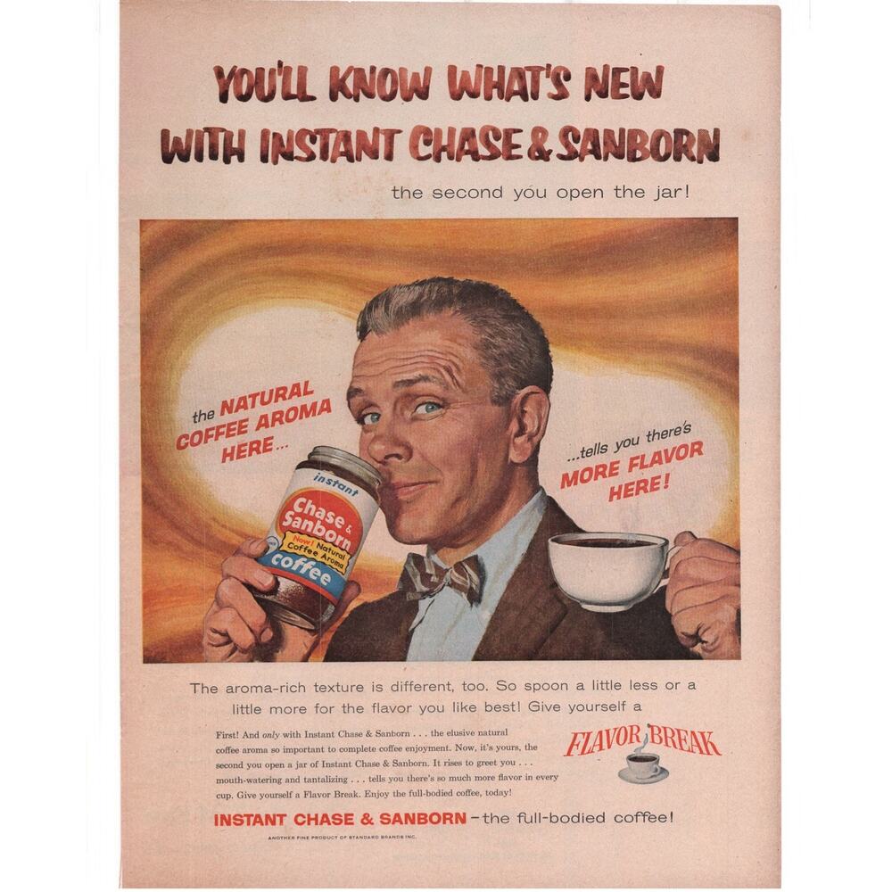 Chase & Sanborn Instant Coffee Magazine Advertisement 1958 Vintage Beverage